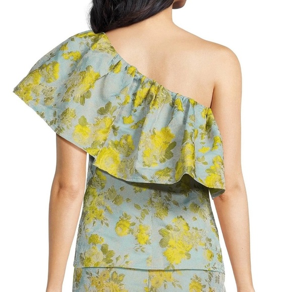 Abbey Glass Women’s Medium Clementine Blue Yellow Floral One Shoulder Top NWT - Picture 3 of 13